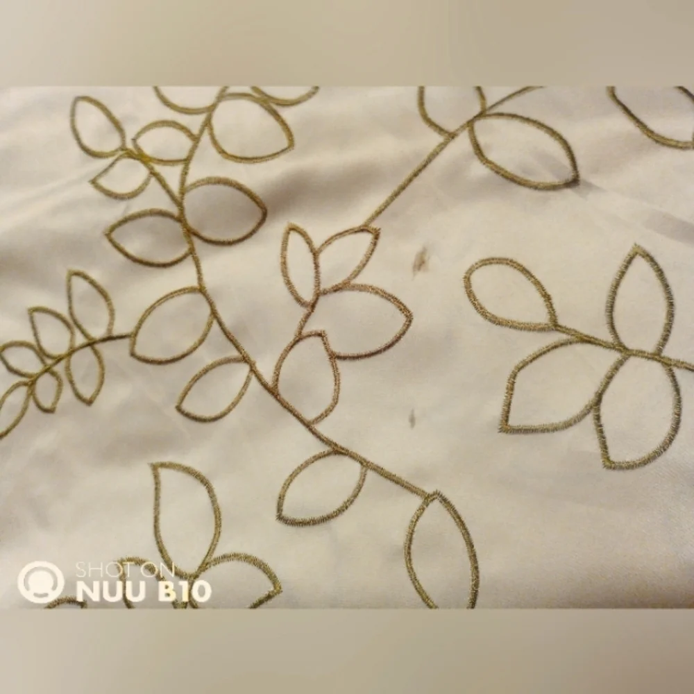 Pair Of Sheer Lined Window Panels W/ Leaf Accents